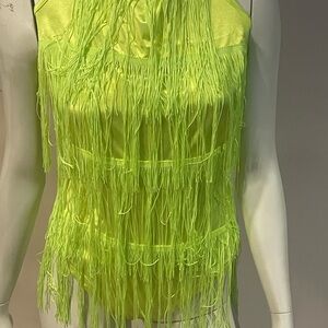 Lime Fringe Sleeveless Top